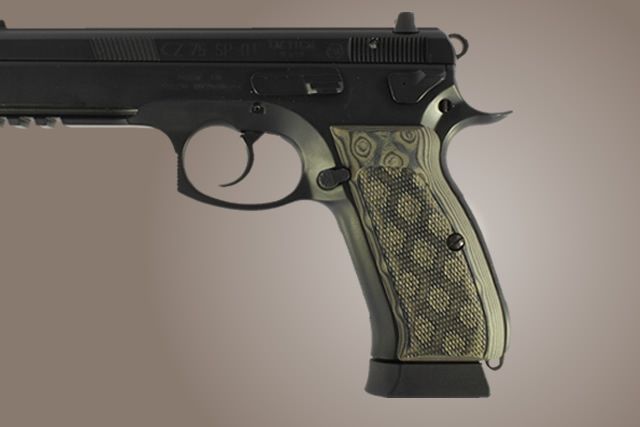 Hogue CZ-75 - CZ-85 Checkered G-10 - G-Mascus OD Green Camo - Hogue
