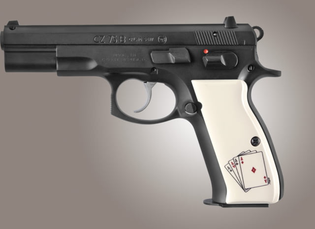 Hogue CZ 75 Scrimshaw Ivory Polymer - Double Aces - Hogue