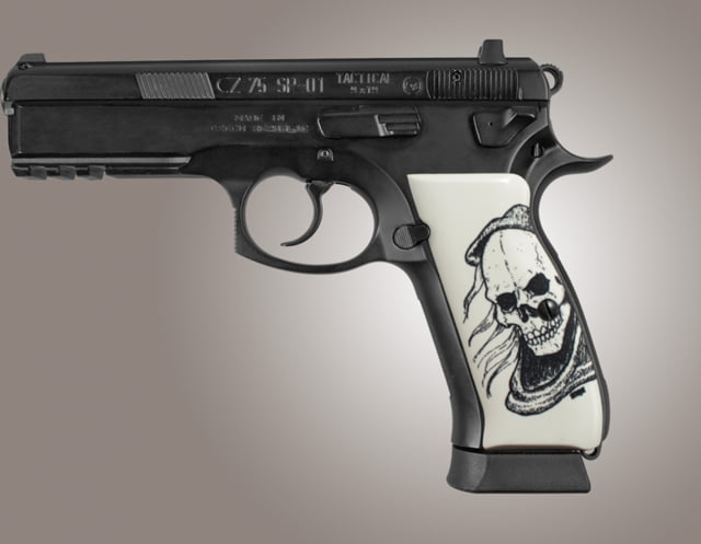 Hogue CZ 75 Scrimshaw Ivory Polymer - Grim Reaper - Hogue