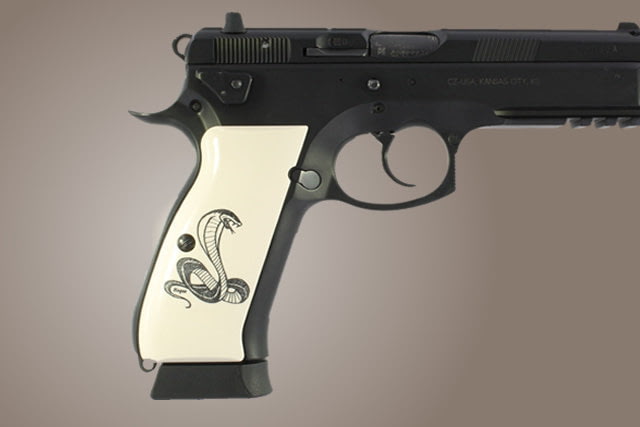 Hogue CZ 75 Scrimshaw Ivory Polymer - Cobra Snake - Hogue