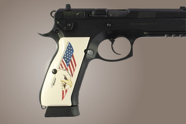Hogue CZ 75 Scrimshaw Ivory Polymer - Eagle with Flag - Hogue