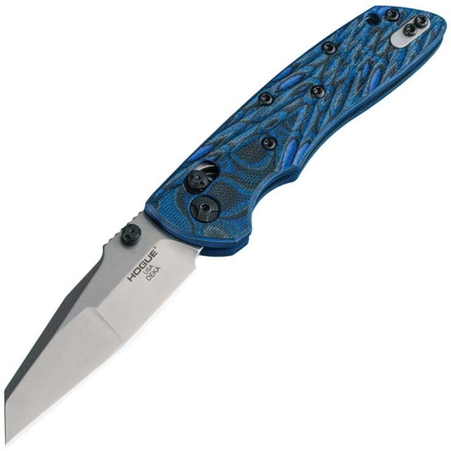 Hogue Hogue Deka Folding Knife 3.25 in CPM 20CV Stainless Steel Wharncliffe Blade Stone Tumbled Blue Lava G10 Handle - $188.96 at Optics Planet