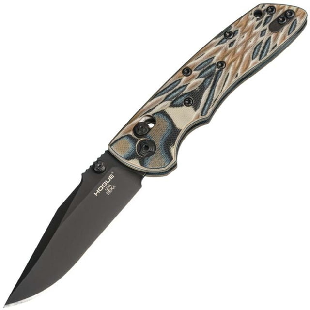 Hogue Hogue Deka Folding Knife 3.25 in CPM 20CV Stainless Steel Clip Point Blade Black Cerakote Dark Earth G10 Handle - $197.96 at Optics Planet