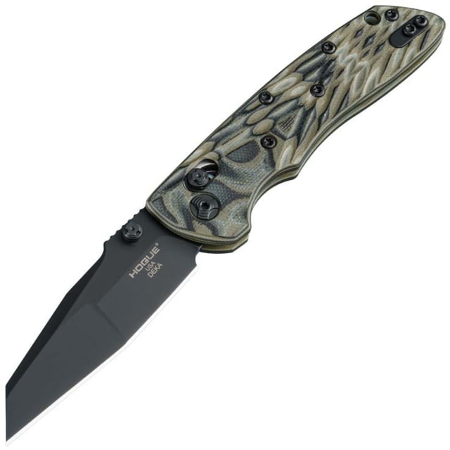 Hogue Hogue Deka Folding Knife 3.25 in CPM 20CV Stainless Steel Wharncliffe Blade Black Cerakote Green G10 Handle - $197.96 at Optics Planet