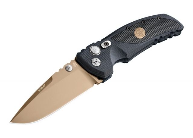 Hogue EX-01 3.5in Sig Emperor Scorpion Folder Drop Point Blade FDE PVD G-10 with Sig Medallion Black/FDE - Hogue