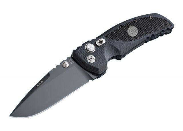 Hogue EX-01 3.5in Sig Tactical Folder Drop Point Blade Grey PVD G-10 with Sig Medallion Black - Hogue