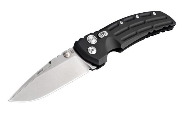 Hogue EX-01 4in Tactical Folder Drop Point Blade Tumble Finish Alum Frame - Matte Black - Hogue