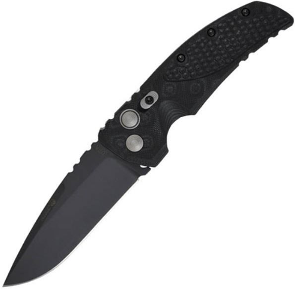 Hogue EX-A01 Automatic Tactical Folding Knife 3.5in 154CM Stainless Steel Black Cerakote Drop Point Blade G-Mascus Black G10 Handle - Hogue