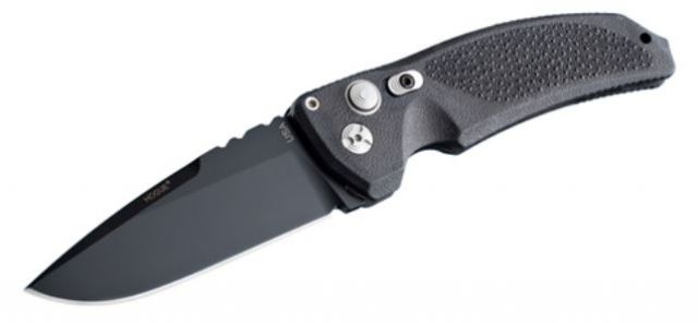 Hogue EX-A03 3.5in. Auto Folder Drop Point Blade Black Kote Polymer Frame Matte Black 34330 - Hogue