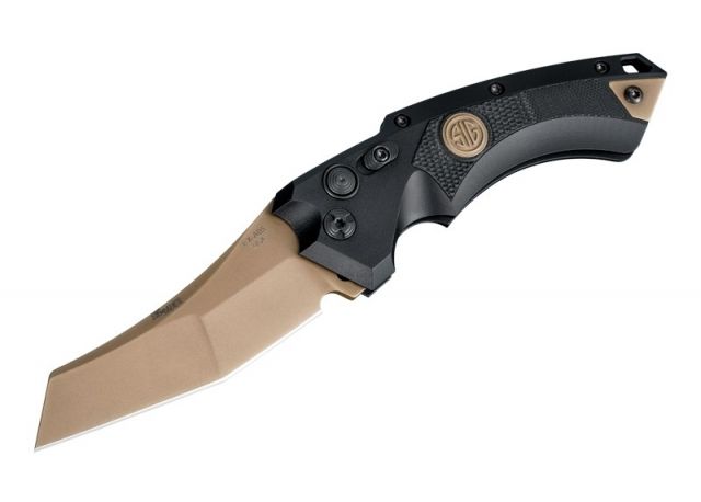 Hogue EX-A05 Sig Emperor Scorpion Automatic Folding Knife 3.5in Wharncliffe Blade FDE PVD Finish Black Aluminum/G10 Frame - Hogue