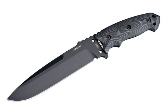 Hogue EX-F01 7in Fixed Drop Point Blade A-2 Black Kote G-10 Scales - G-Mascus Black - Hogue