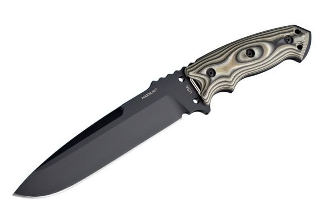 Hogue EX-F01 7in Fixed Drop Point Blade A-2 Black Kote G-10 Scales - G-Mascus Green - Hogue