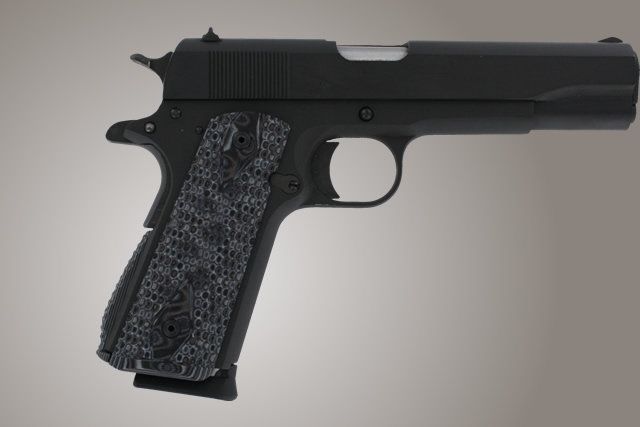 Hogue Govt. G-10 Magrip Kit - Piranha Grip Arched Mainspring G-Mascus Black/Gray - Hogue