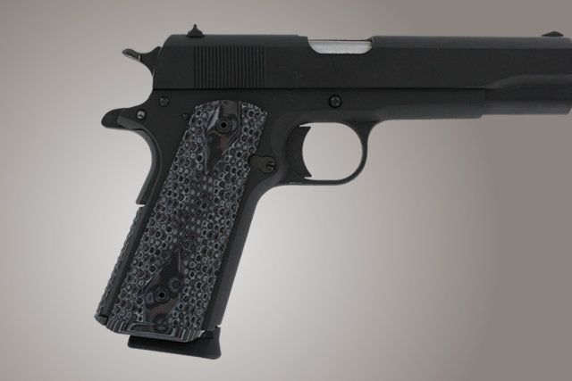 Hogue Govt. G-10 Magrip Kit - Piranha Grip Flat Mainspring G-Mascus Black/Gray - Hogue