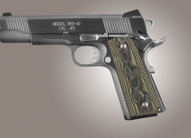 Hogue Govt. Model Checkered G-10 - G-Mascus OD Green Camo