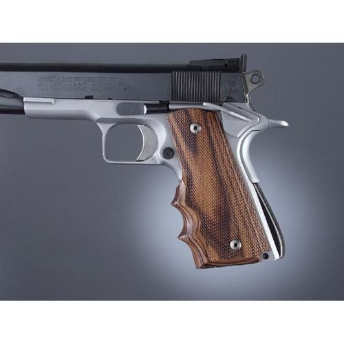 Hogue Govt. Model Kingwood With Finger Grooves Checkered - Hogue