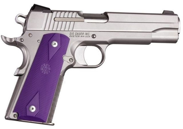 Hogue Govt. Model Rubber Grip Panels Checkered W/Diamonds Purple Purple - Hogue