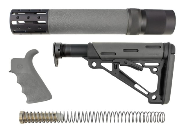 Hogue Grooved Beavertail Grip Forend w/ Accessories OverMolded Collapsible Buttstock Kit AR-15/M-16 Rifle Length w/ Mil-Spec Buffer Tube and Hardware - Hogue
