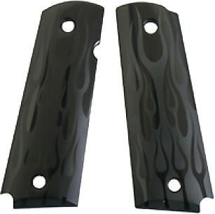 Hogue Handgun Grip Flames Aluminum Black - Colt Gov't