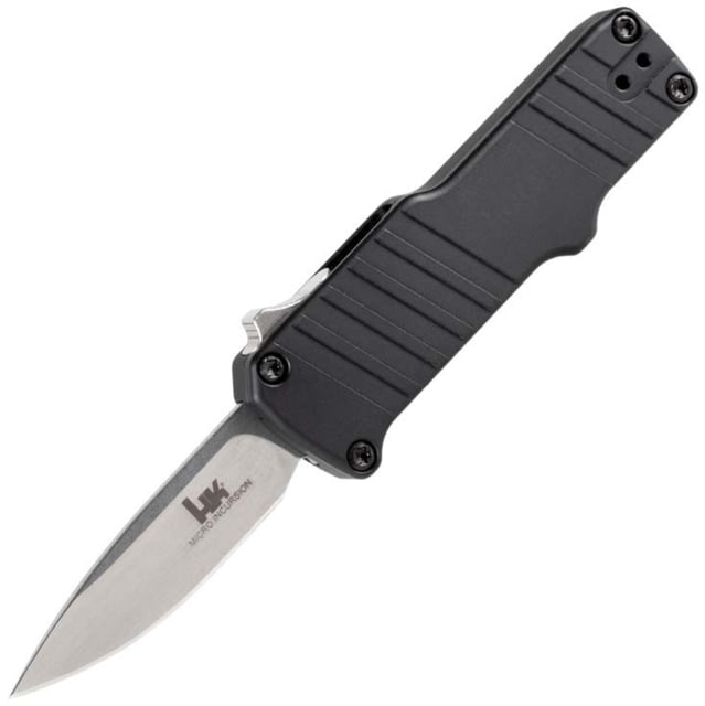 Hogue HK Micro Incursion Automatic Folding Knife 1.95in 154CM Stainless Steel Out the Front Automatic Clip Point Blade Tumbled Finish Matte Black - Hogue
