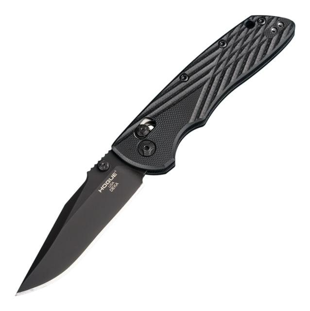 Open Box Dealer Demo Hogue Deka Folding Knife 3.25 in CPM 20CV Stainless Steel Clip Point Blade Black Cerakote Black G10 Handle