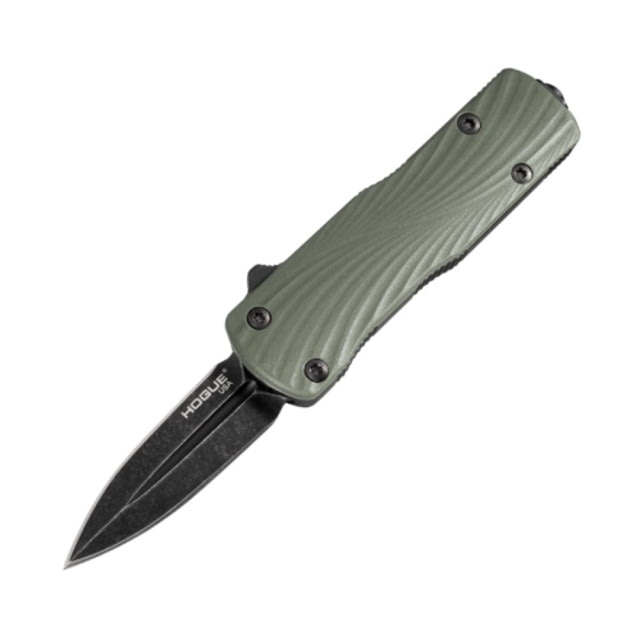 Hogue Micro Counterstrike OTF Automatic Folding Knife 1.95in Black MagnaCut Double Edge Aluminum OD Green Standard