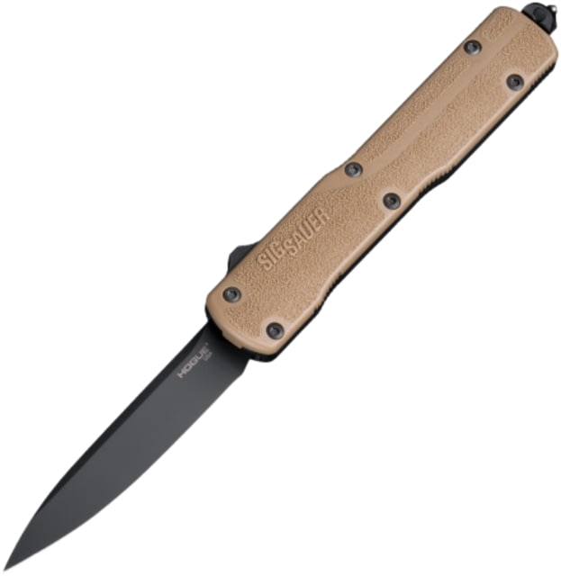 Hogue Sig Counterstrike Out the Front 3.35in Automatic Folding Knife Stainless Steel Drop Point Blade Aluminum Handle Coyote Tan - Hogue