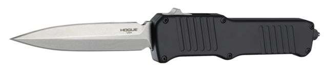Hogue Incursion Automatic Folding Knife 3.9in 154CM Stainless Steel Stone Tumbled Dagger Blade Matte Black Aluminum Handle - Hogue