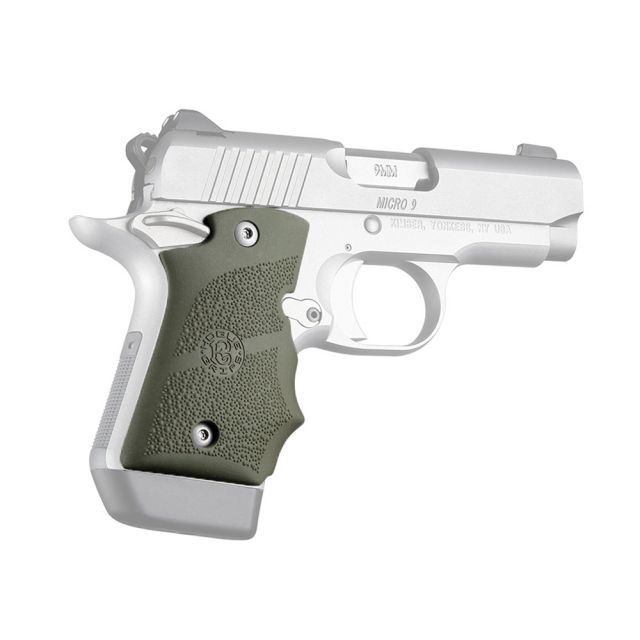 Hogue Kimber Micro 9 Ambidextrous Safety Rubber Grip with Finger Grooves OD Green - Hogue