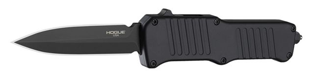 Hogue Mini Incursion Automatic Folding Knife 3.1in Double Edge Blade Black Finish Matte Black Handle - Hogue