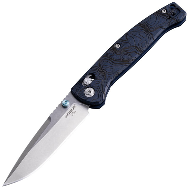 Hogue Mysto Collectors Folding Knife 3.4in CPM MagnaCut Stainless Steel Clip Point Blue Richlite Handle - Hogue
