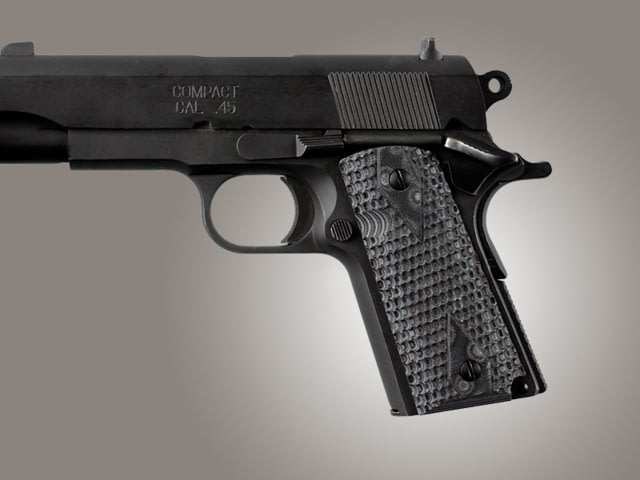 Hogue Officers Model Piranha Grip G-10 - G-Mascus Black/Gray - Hogue