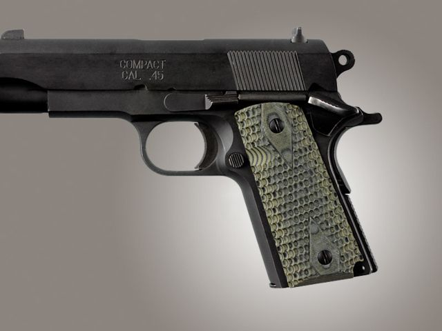 Hogue Officers Model Piranha Grip G-10 - G-Mascus Green - Hogue