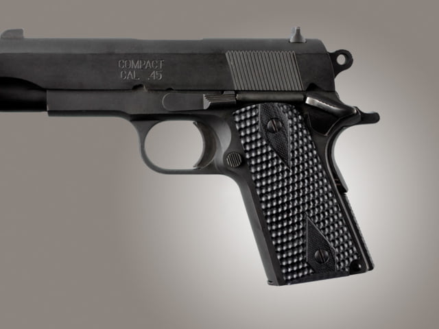 Hogue Officers Model Piranha Grip G-10 - Solid Black - Hogue