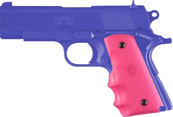Hogue Rubber Grip w/Finger Grooves Pink - Officers Model - Hogue