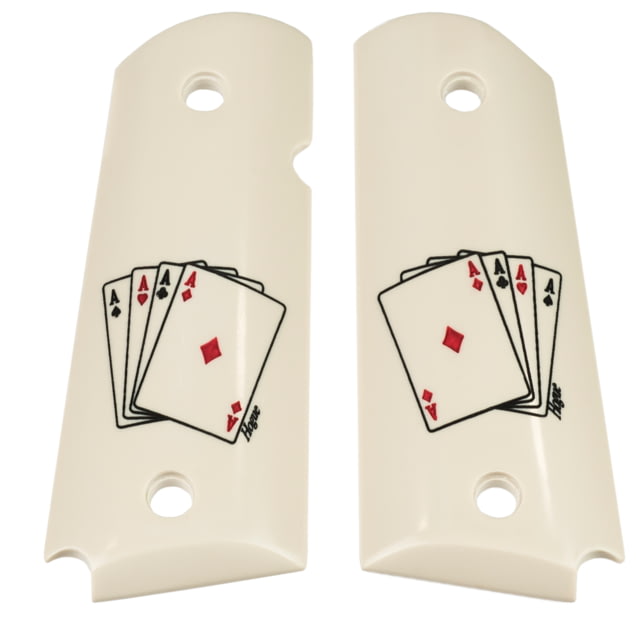 Hogue Officers Model Scrimshaw Ivory Polymer - Double Aces - Hogue