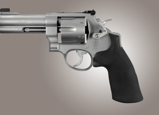 Hogue Rubber Conversion Grip - S&W N Round Butt Rubber NO Finger Grooves