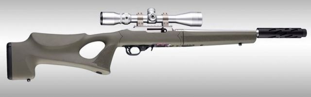 Hogue Ruger 10/22 Takedown Thumbhole Rubber OverMold Stock w/ STD Barrel Channel OD Green - Hogue