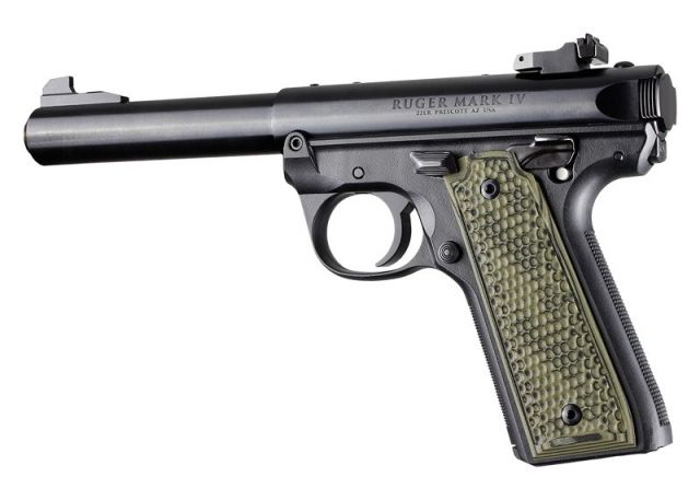Hogue Ruger 22/45 MK IV Handgun Grip Piranha G10 G-Mascus Green Lava - Hogue
