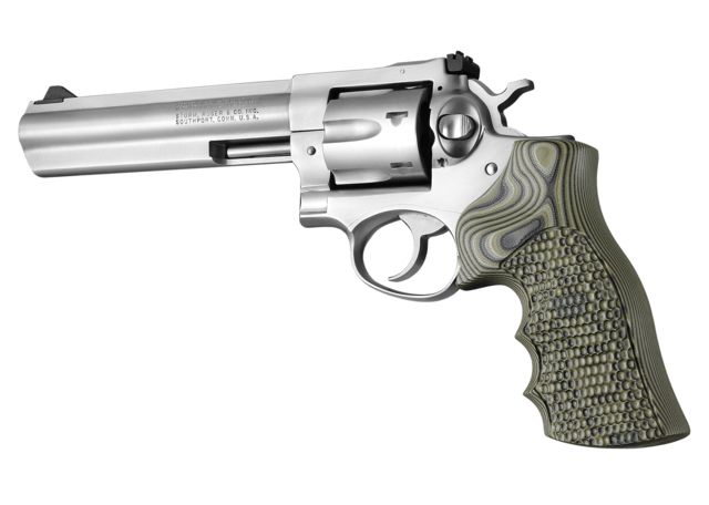 Hogue Ruger GP100/Super Redhawk Grip with Finger Grooves Piranha G10 - G-Mascus Green Lava - Hogue