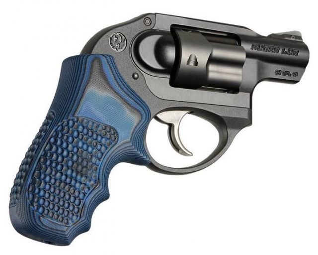 Hogue Ruger LCR Enclosed Hammer Piranha Grip G10 G-Mascus Blue Lava - Hogue
