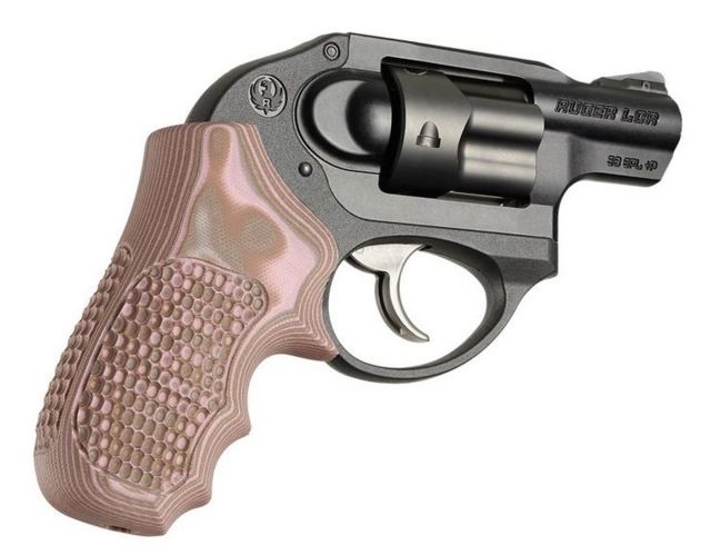 Hogue Ruger LCR Enclosed Hammer Piranha Grip G10 G-Mascus Pink Lava - Hogue