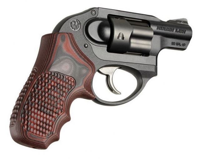 Hogue Ruger LCR Enclosed Hammer Piranha Grip G10 G-Mascus Red Lava - Hogue