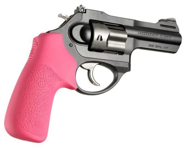 Hogue Ruger LCR No Finger Groove Rubber Tamer Cushion Grip Pink - Hogue