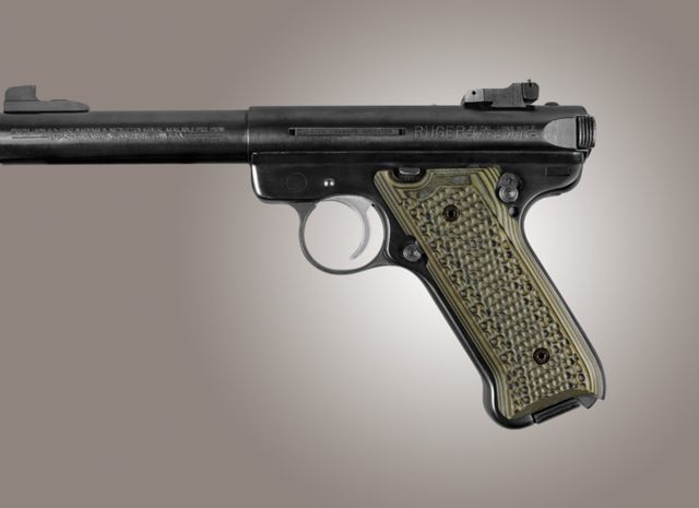 Hogue Ruger MK II / MK III Piranha Grip G-10 - G-Mascus Green - Hogue