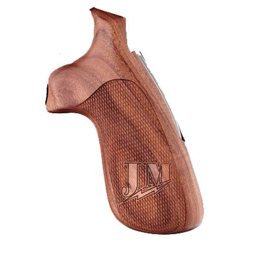 Hogue S&W N-Frame Round Butt Grip w/ Jerry Miculek Logo Pau Ferro Checkered Conversion Style 190662 - Hogue