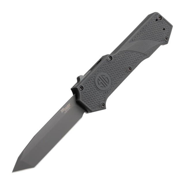 Hogue Sig Compound Tactical OTF Automatic Folding Knife 3.5in CPM S30V Stainless Tanto Blade Grey PVD Solid Black G10 Handle 36020 - Hogue