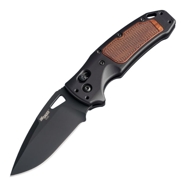 Hogue SIG K320 AXG Classic Folding Knife 3.5in Black Cerekote Finish CPM-S30V Drop Point Black/Walnut Handle 6061-T6 Hard-Anodized Aluminum Handle