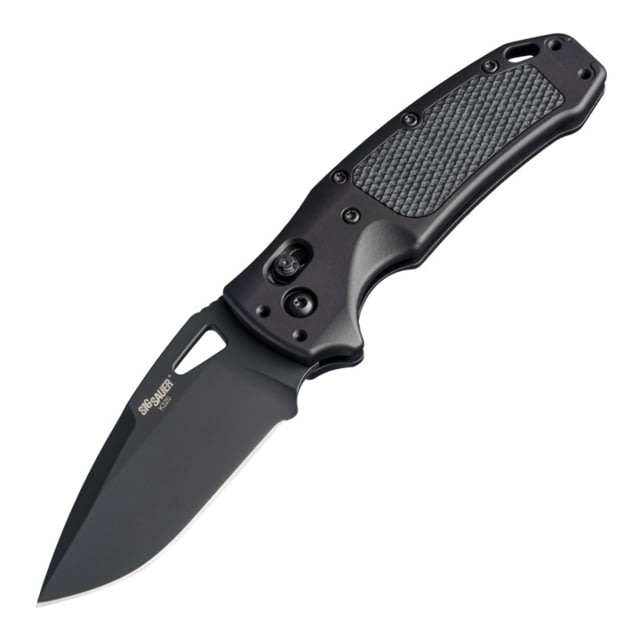 Hogue Sig K320 AXG Pro Folding Knife, 3.5in, Black Cerekote Finish, CPM-S30V, Drop Point, Black Handle, 6061-T6 Hard-Anodized Aluminum Handle, 36374