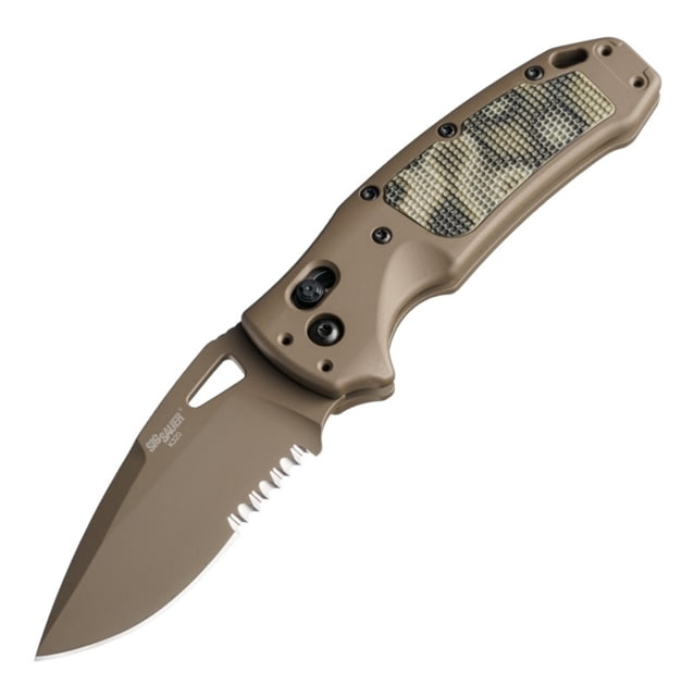 Hogue SIG K320 AXG Scorpion Folding Knife 3.5in FDE Cerekote CPM-S30V Drop Point FDE Handle 6061-T6 Hard-Anodized Aluminum Handle